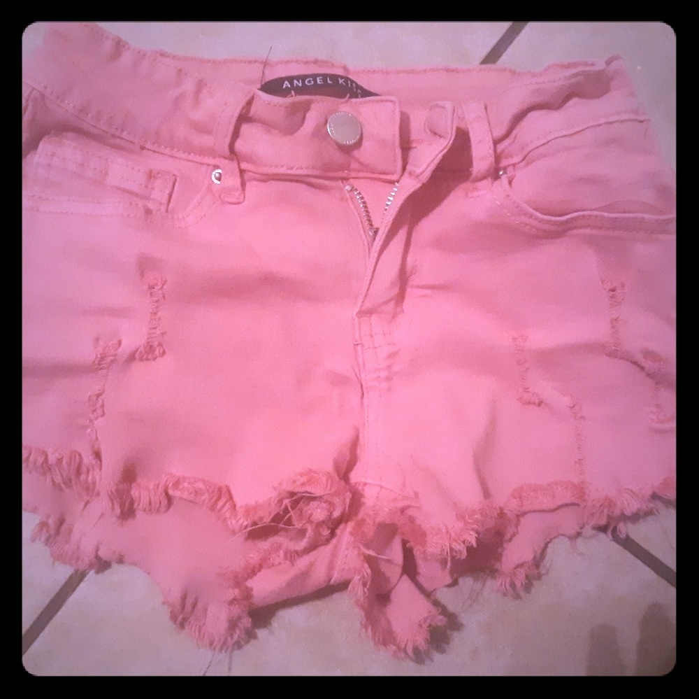 Pink denim shorts